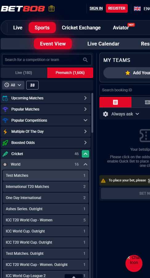 BET808 alternative site screenshot